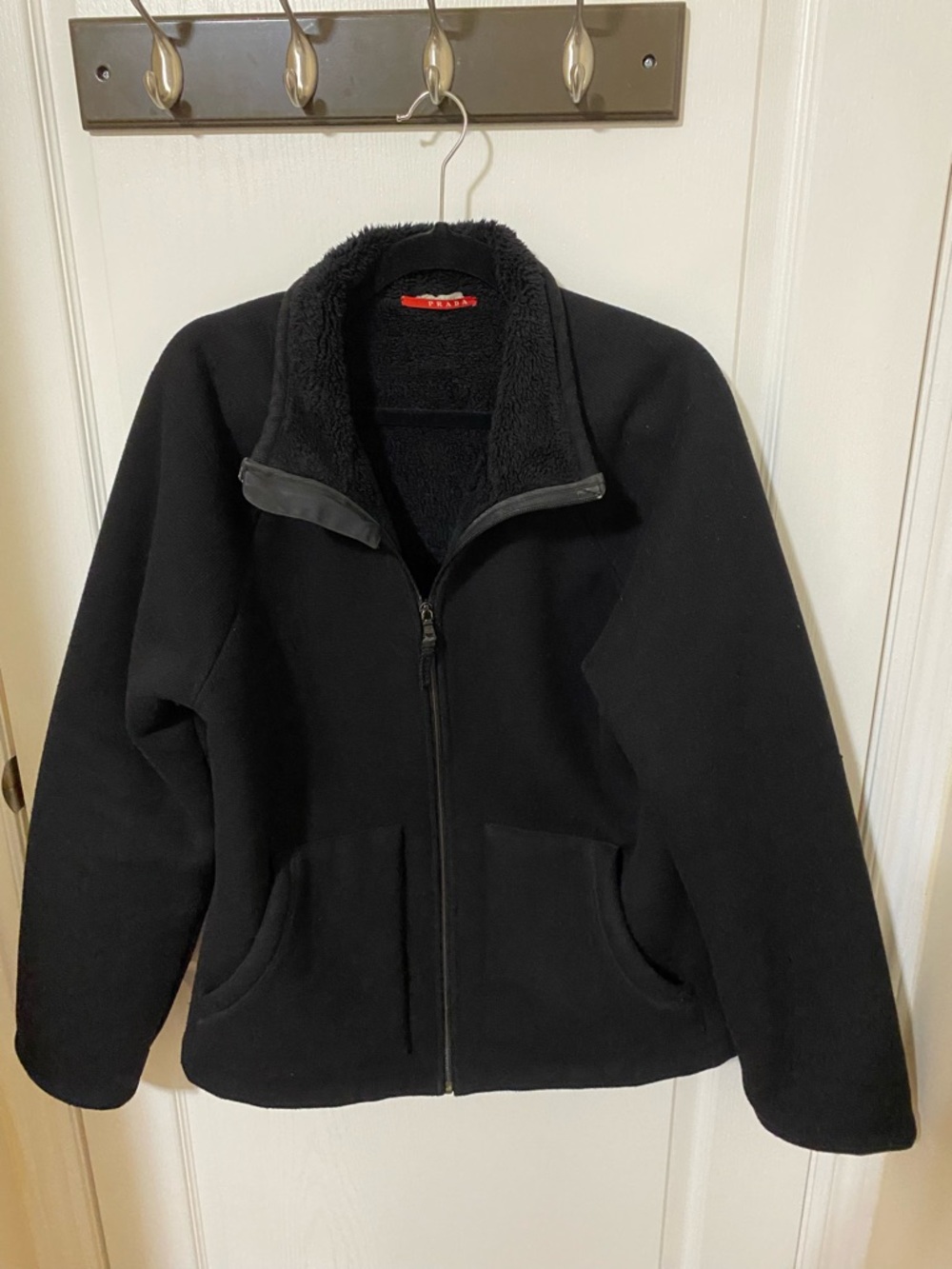 Prada Black Sherpa-Lined Zip Jacket
